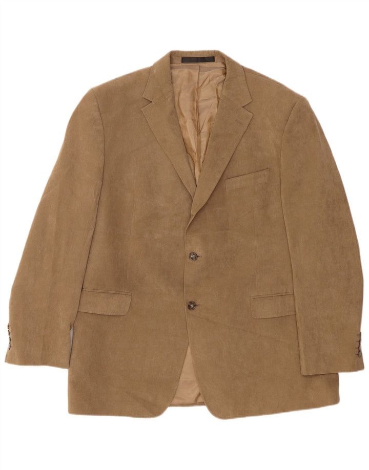 Jaqueta blazer masculina de 2 botões Marks & Spencer Reino Unido 44 XL marrom poliéster