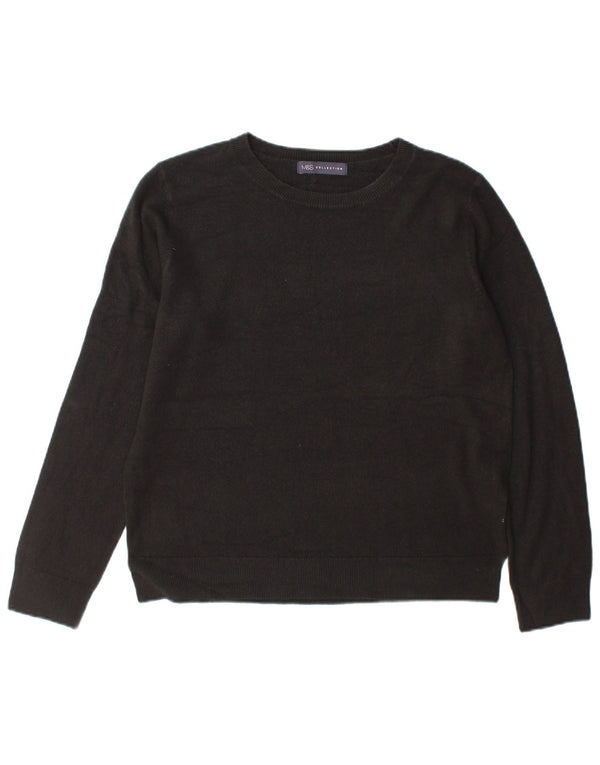Suéter feminino Marks & Spencer com gola redonda Reino Unido 14 acrílico preto médio