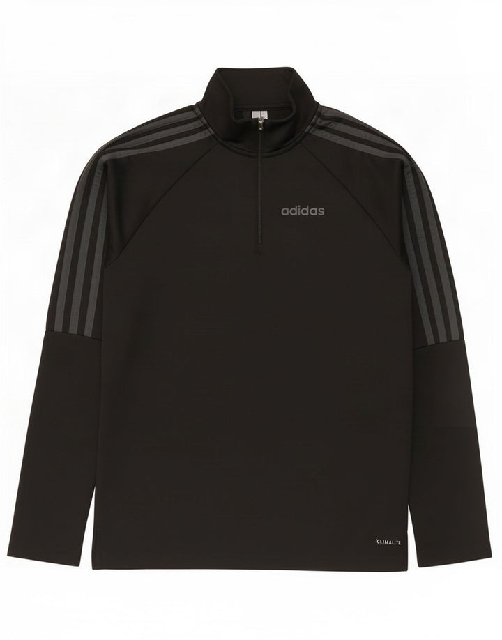 Adidas Mens Climalite Zip Neck Pullover Treino Top Pequeno Poliéster Preto