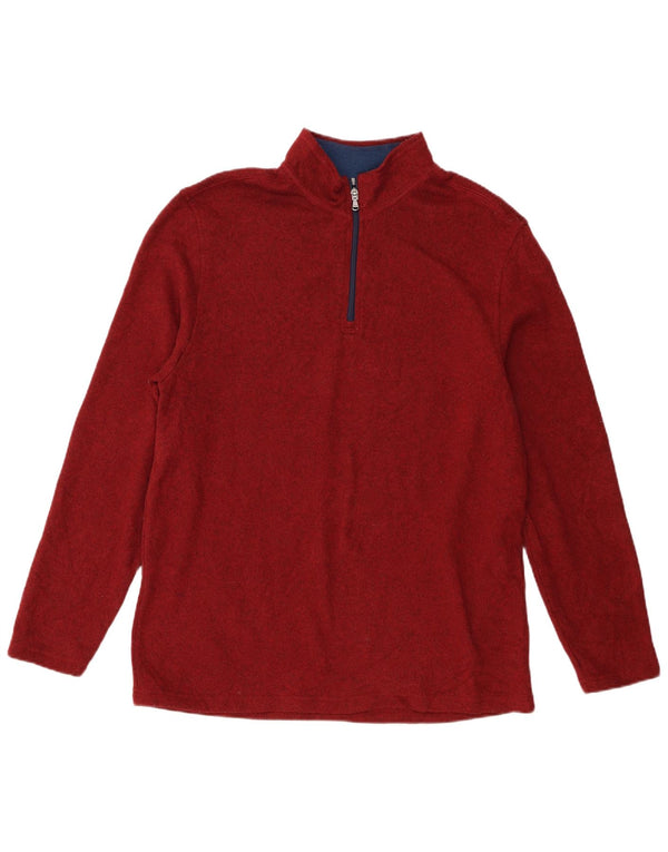 Suéter masculino Izod com zíper e gola XL em poliéster manchado vermelho