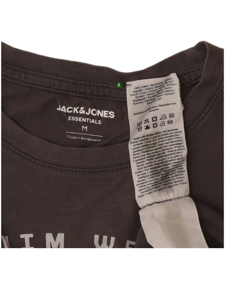 Camiseta gráfica masculina Jack & Jones algodão cinza médio