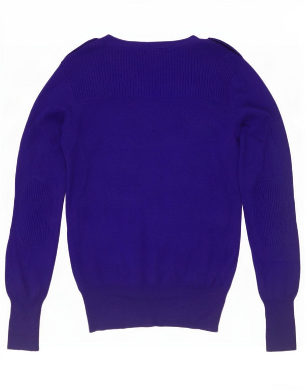 Suéter cardigã militar feminino Marks & Spencer Reino Unido 10 pequeno azul marinho