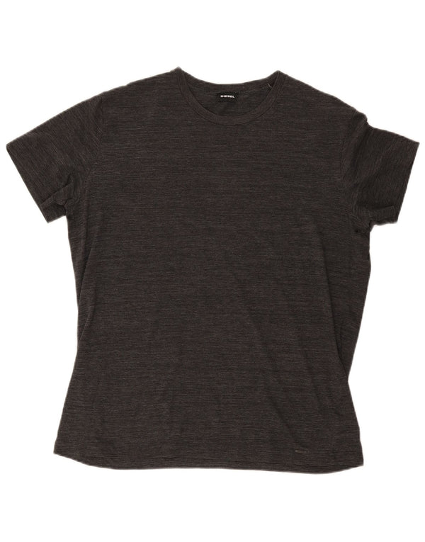 Camiseta masculina Diesel Top XL algodão manchado cinza