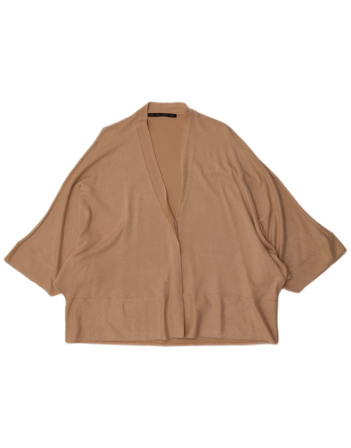 Zara Suéter feminino oversized Batwing aberto cardigan Reino Unido 14 médio bege