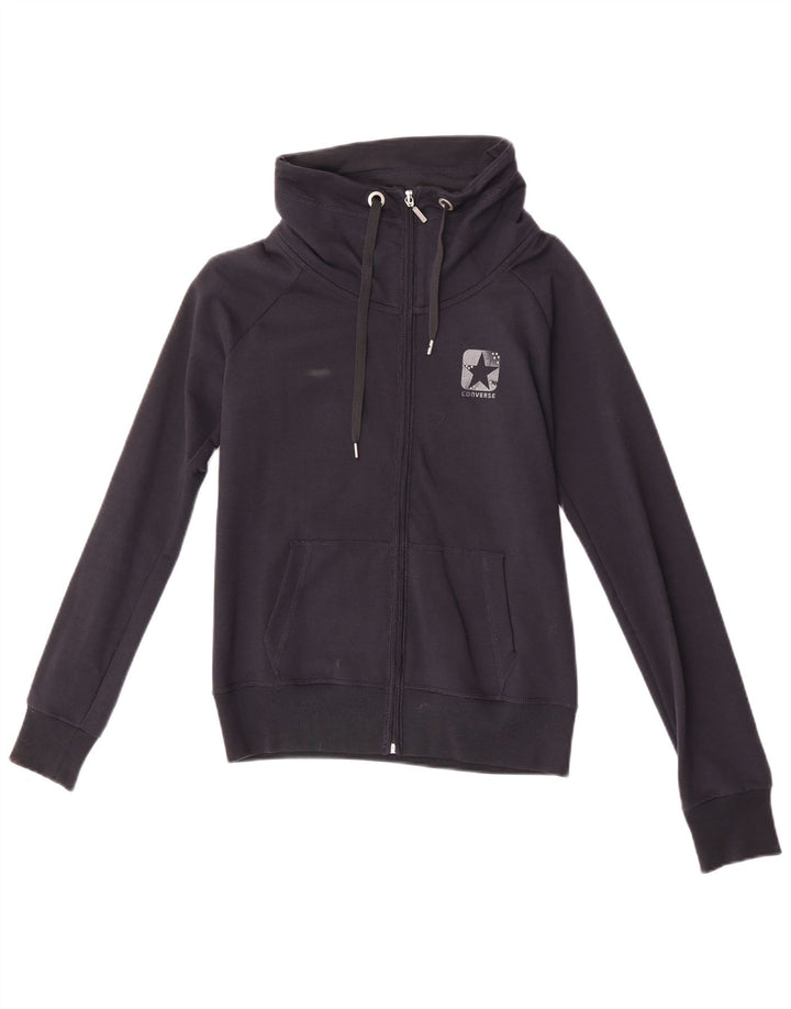 Converse Womens Tracksuit Top Jacket UK 12 Médio Azul Marinho Algodão