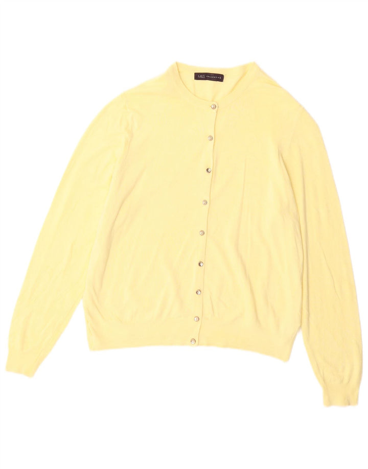 Suéter cardigã feminino Marks & Spencer Reino Unido 16 grande viscose amarela