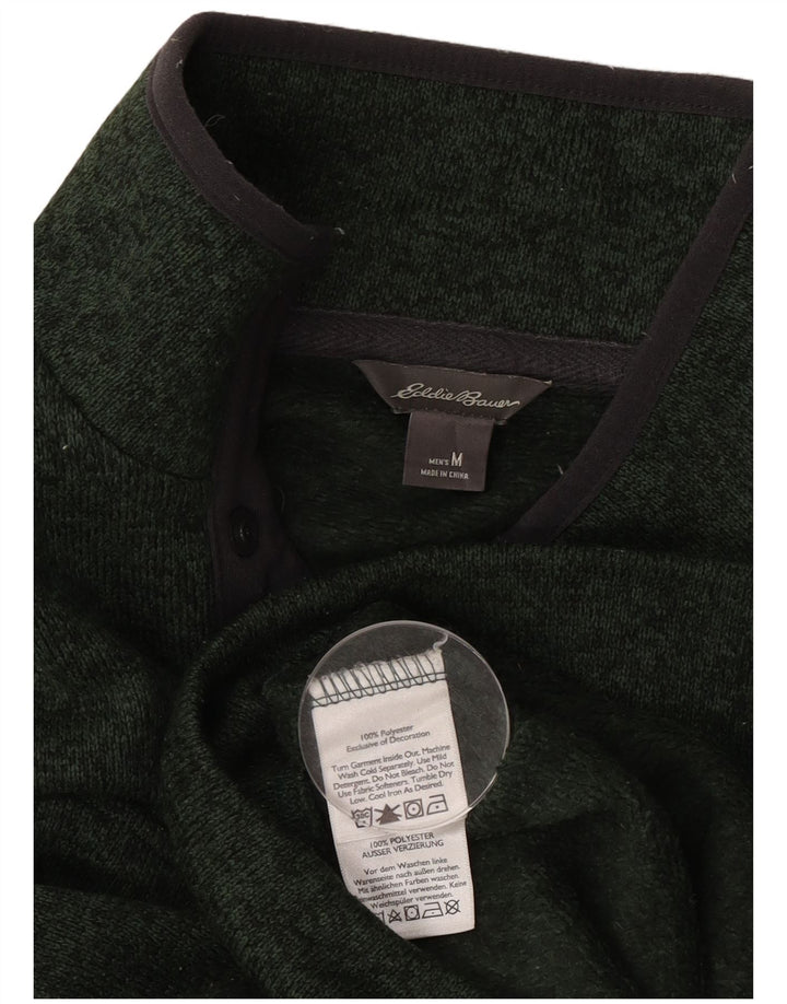 Suéter masculino Eddie Bauer com gola e botão, verde médio salpicado