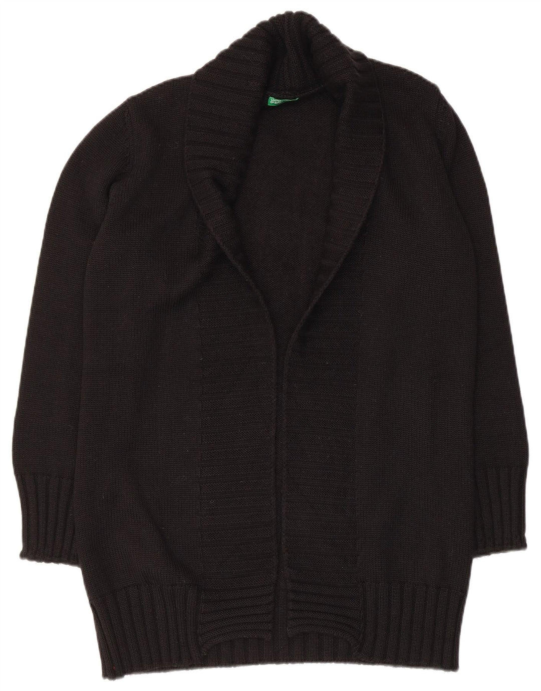 Suéter Cardigan Aberto Feminino Benetton Reino Unido 12 Médio Preto