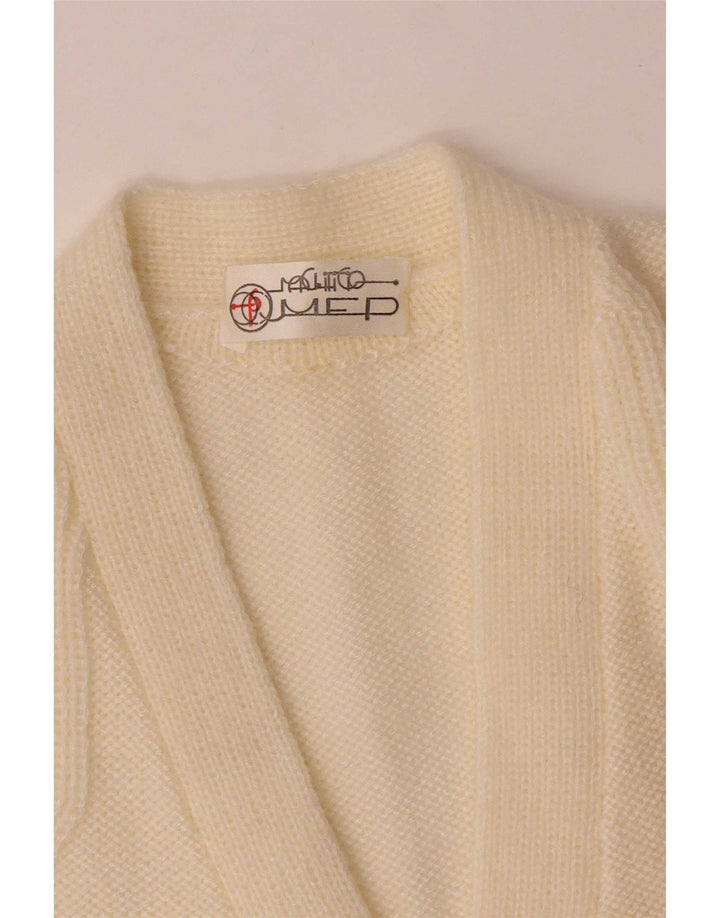 Suéter Cardigan Feminino Vintage UK 14 Médio Off White