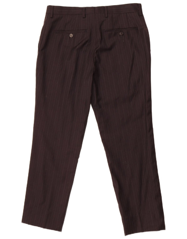 Zara Mens Straight Suit Calças EU 40 Médio W32 L27 Riscas Pretas