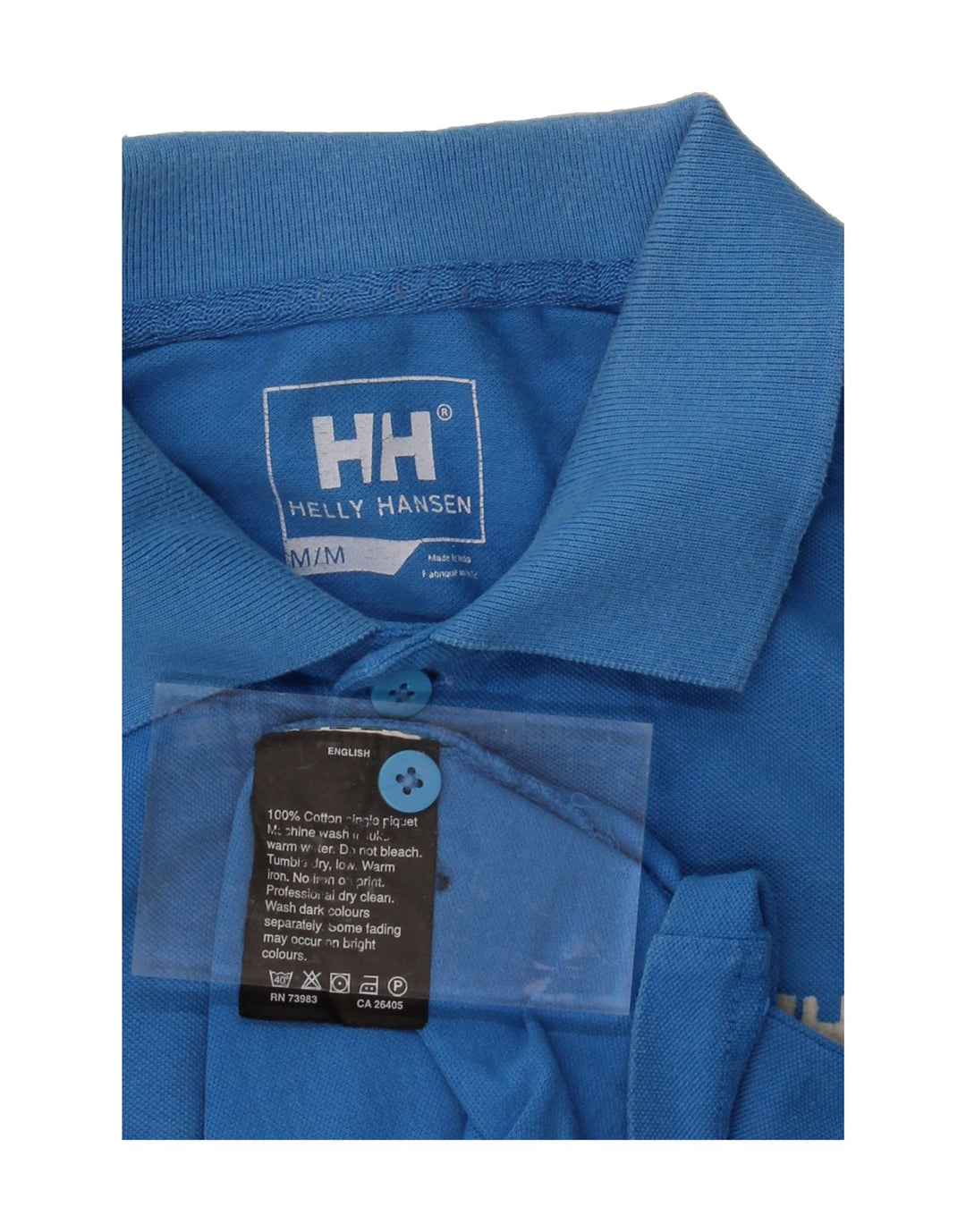 HELLY HANSEN Mens Polo Shirt Medium Blue Cotton Vintage Helly Hansen and Second-Hand Helly Hansen from Messina Hembry 