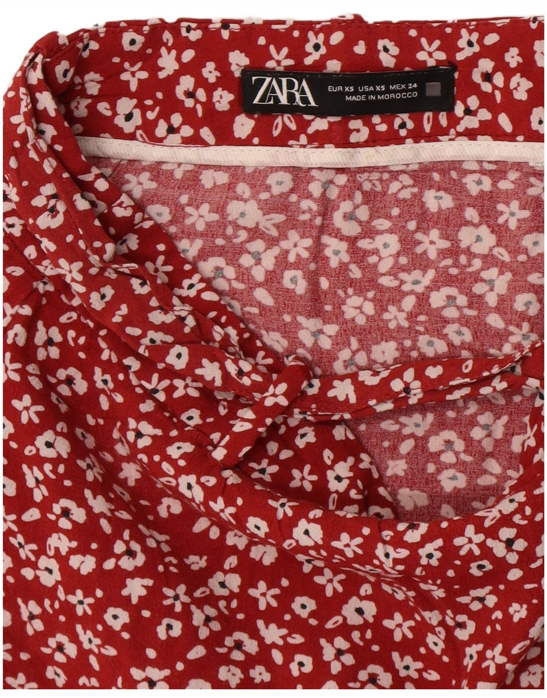Mini saia feminina Zara XS W24 floral vermelho