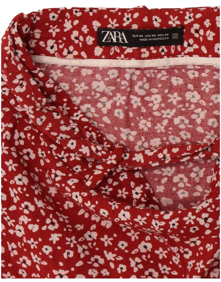 Mini saia feminina Zara XS W24 floral vermelho