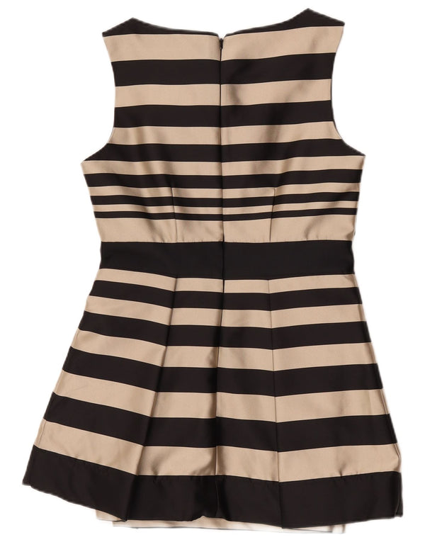Vestido feminino Hobbs sem mangas evasê UK 10 pequeno listrado preto