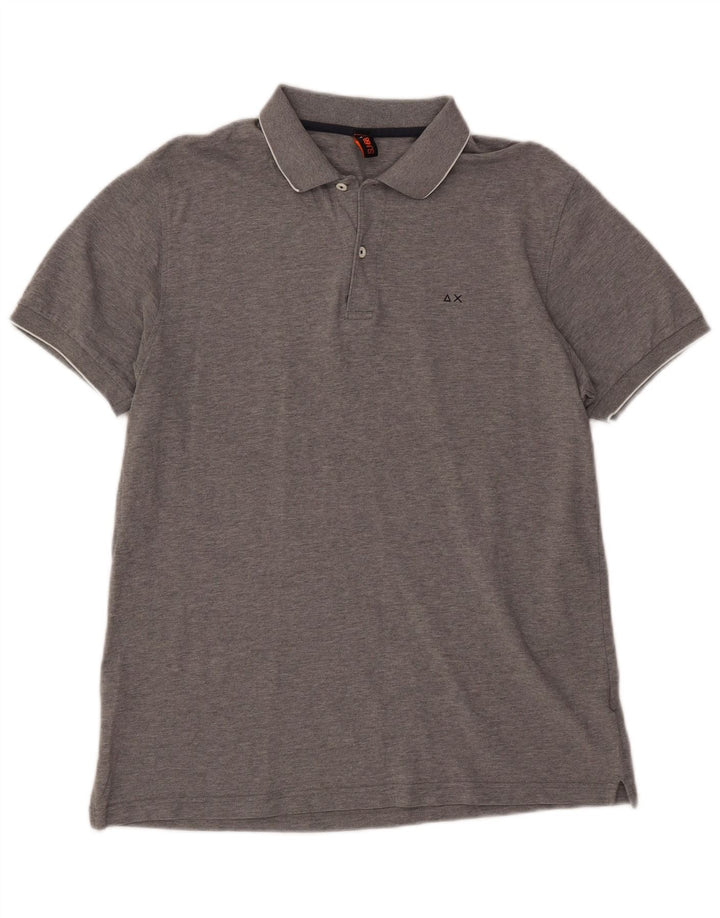 Camisa polo masculina SUN68 XL algodão manchado cinza