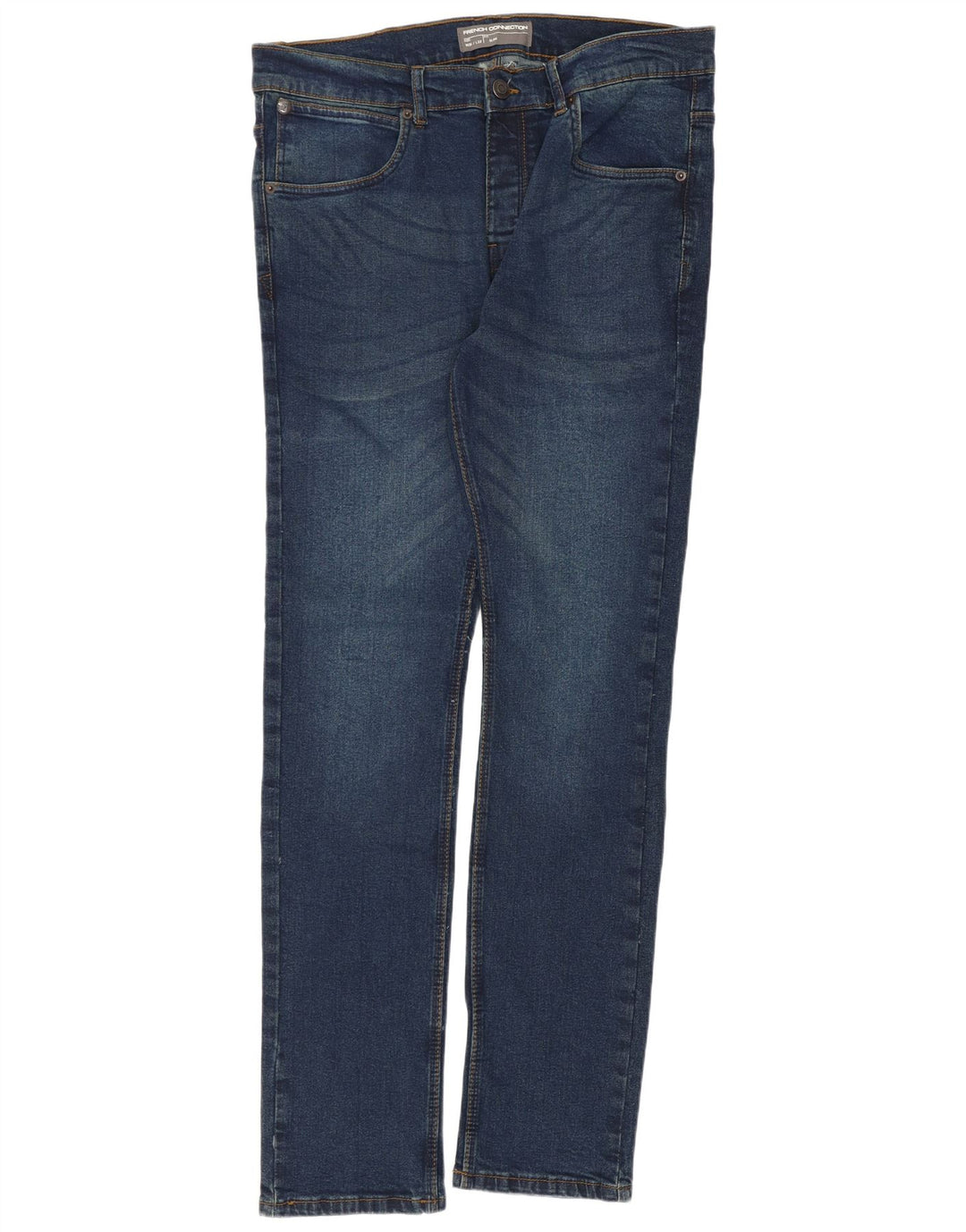 French Connection Mens Slim Jeans W36 L32 Azul Marinho Algodão