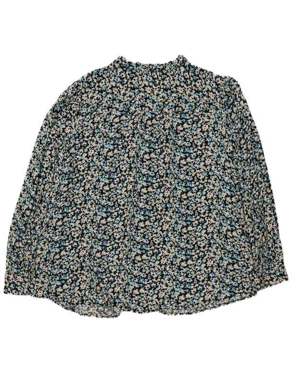 Blusa feminina de manga comprida Marks & Spencer UK 20 2XL azul floral