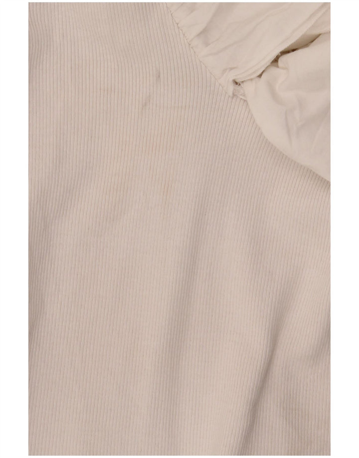 Macacão feminino Zara com babados UK 8 pequeno algodão branco