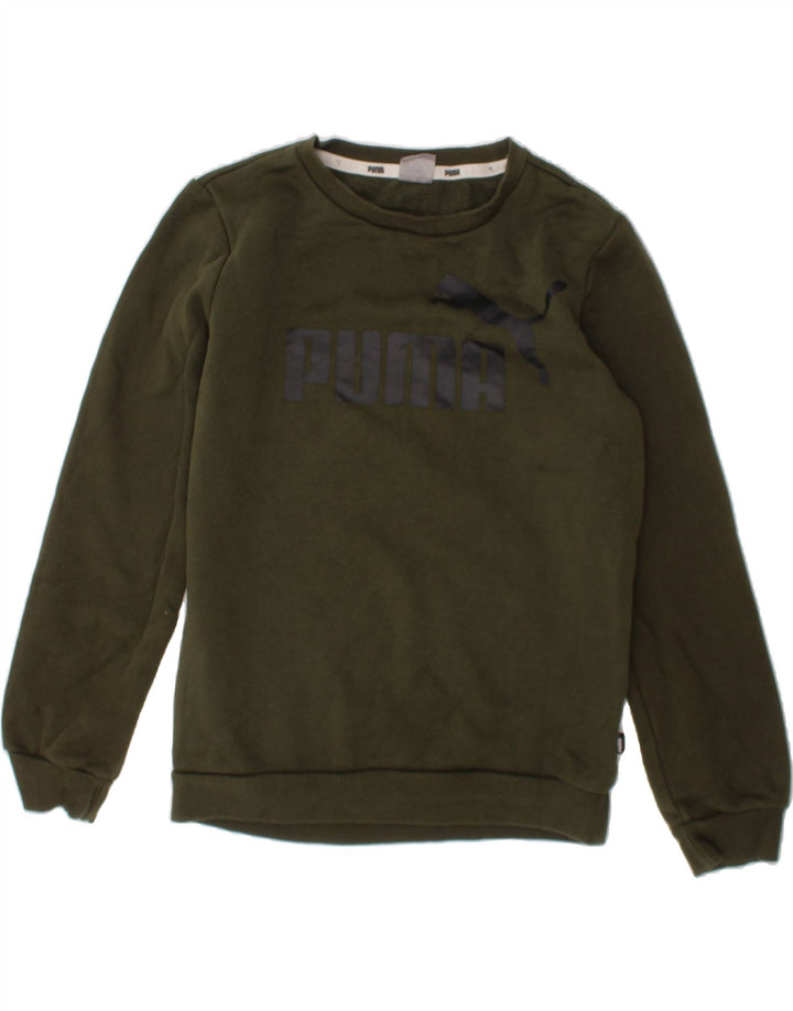 PUMA Boys Graphic Sweatshirt Jumper 11-12 Years  Khaki Cotton Vintage Puma and Second-Hand Puma from Messina Hembry 