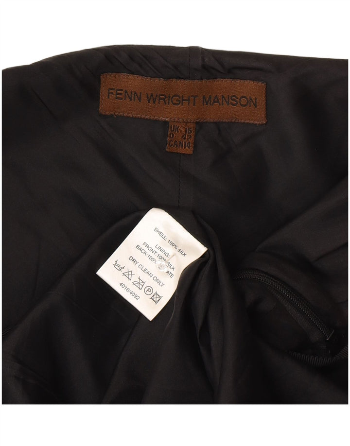 Vestido feminino Fenn Wright Manson em linha A Reino Unido 16 grande seda preta