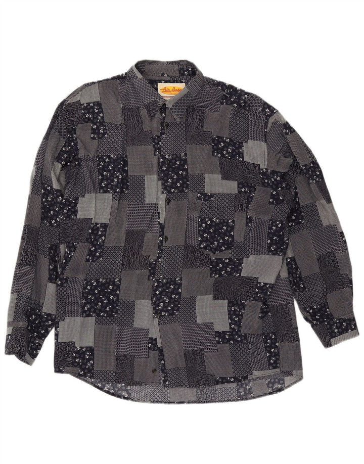 Camisa masculina VINTAGE XL preta patchwork viscose