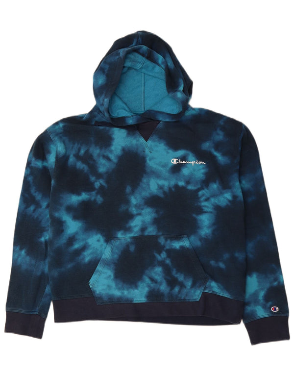 CHAMPION Suéter feminino com capuz Reino Unido 16 grande algodão tie-dye azul marinho