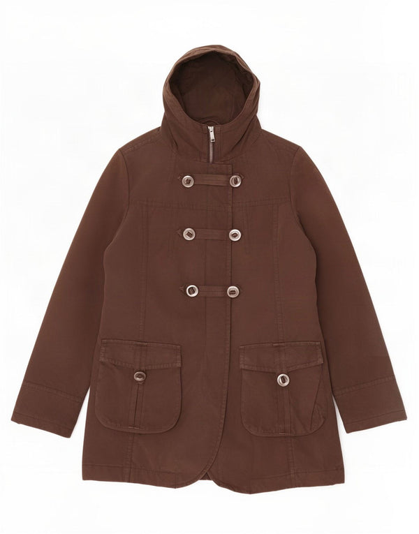 Jaqueta Parka feminina com capuz Topshop Reino Unido 16 grande algodão marrom