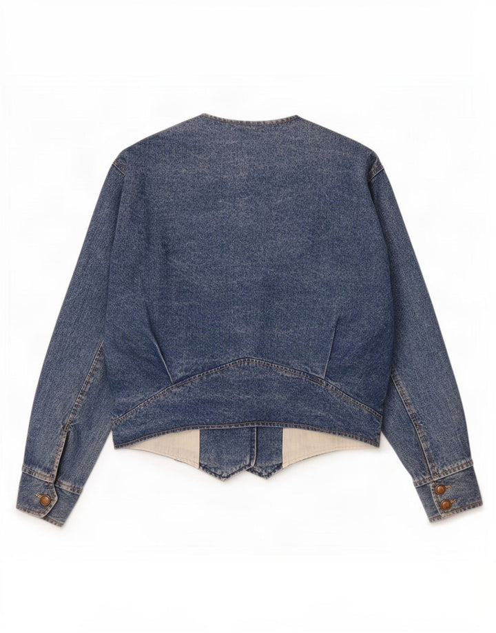 Jaqueta jeans feminina Airport UK 12 algodão azul médio