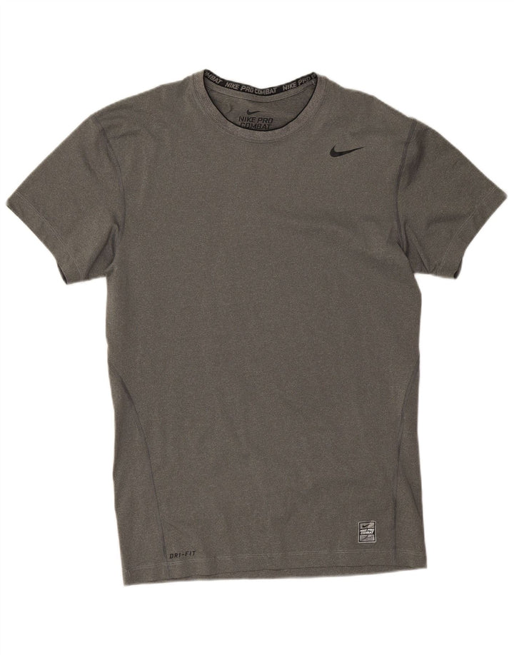 Camiseta de compressão masculina Nike Top 2XL poliéster manchado cinza