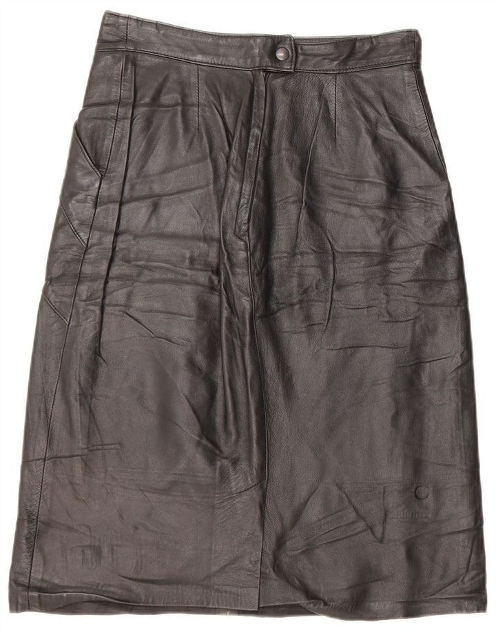 Saia de couro feminina vintage IT 42 médio W26 couro preto