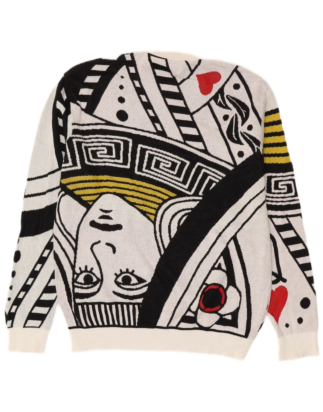 Suéter masculino BENETTON com gola redonda e cartas de jogo médio branco