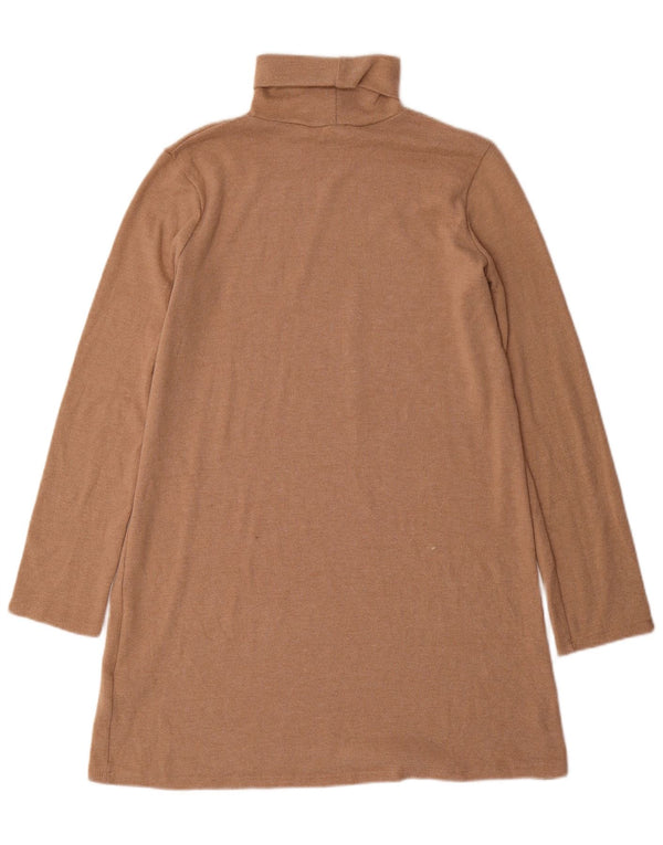 Vestido jumper feminino Zara Reino Unido 14 poliéster marrom médio