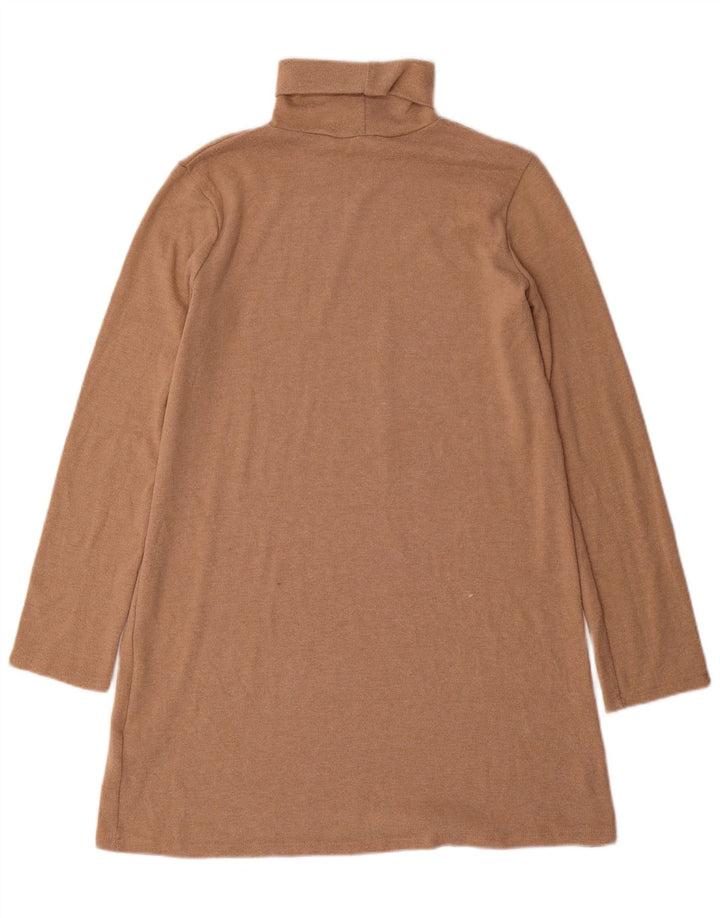 Vestido jumper feminino Zara Reino Unido 14 poliéster marrom médio