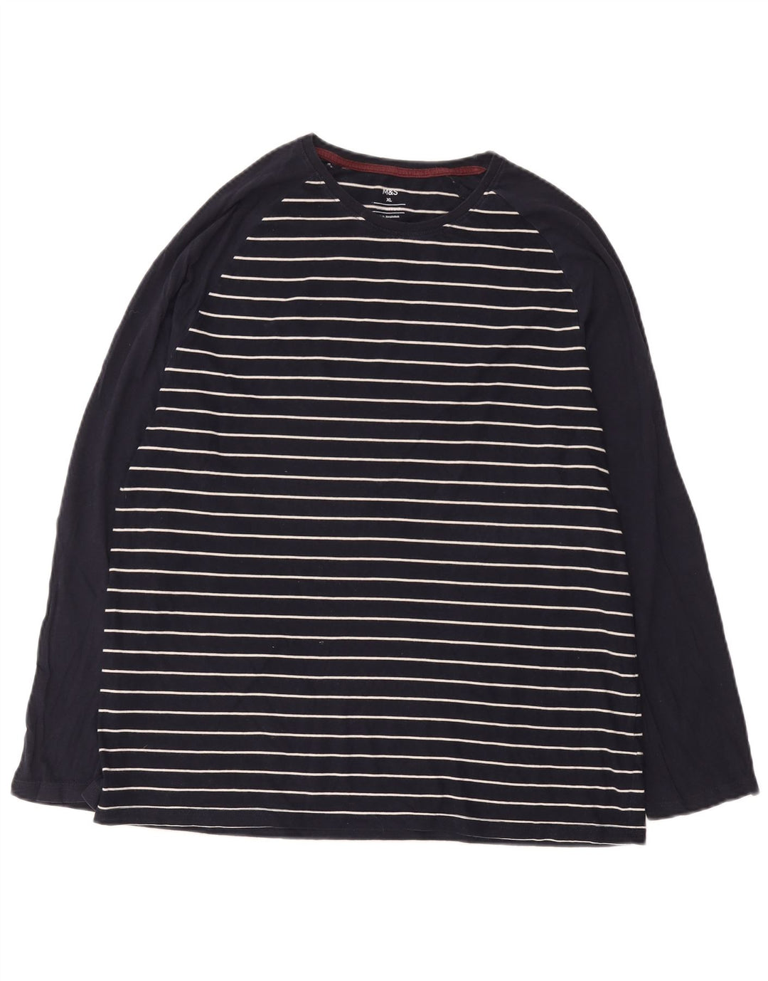 Top masculino Marks & Spencer manga comprida XL algodão listrado azul marinho