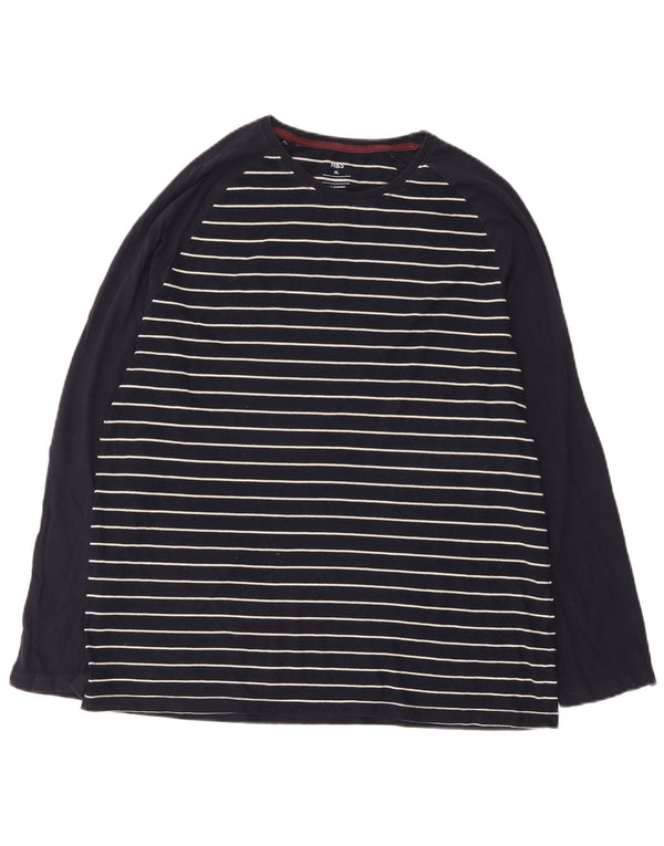 Top masculino Marks & Spencer manga comprida XL algodão listrado azul marinho