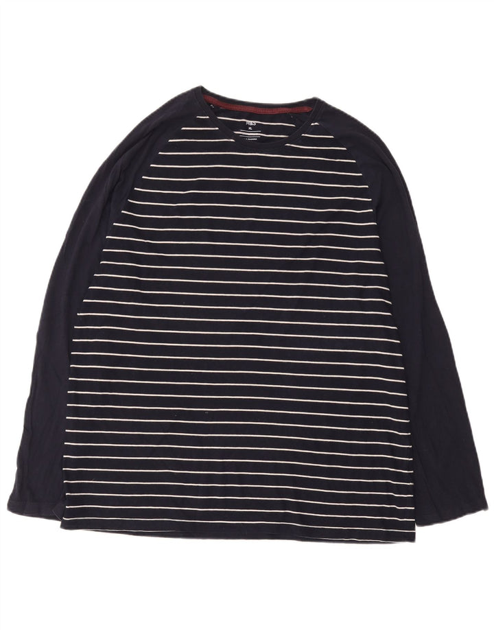 Top masculino Marks & Spencer manga comprida XL algodão listrado azul marinho