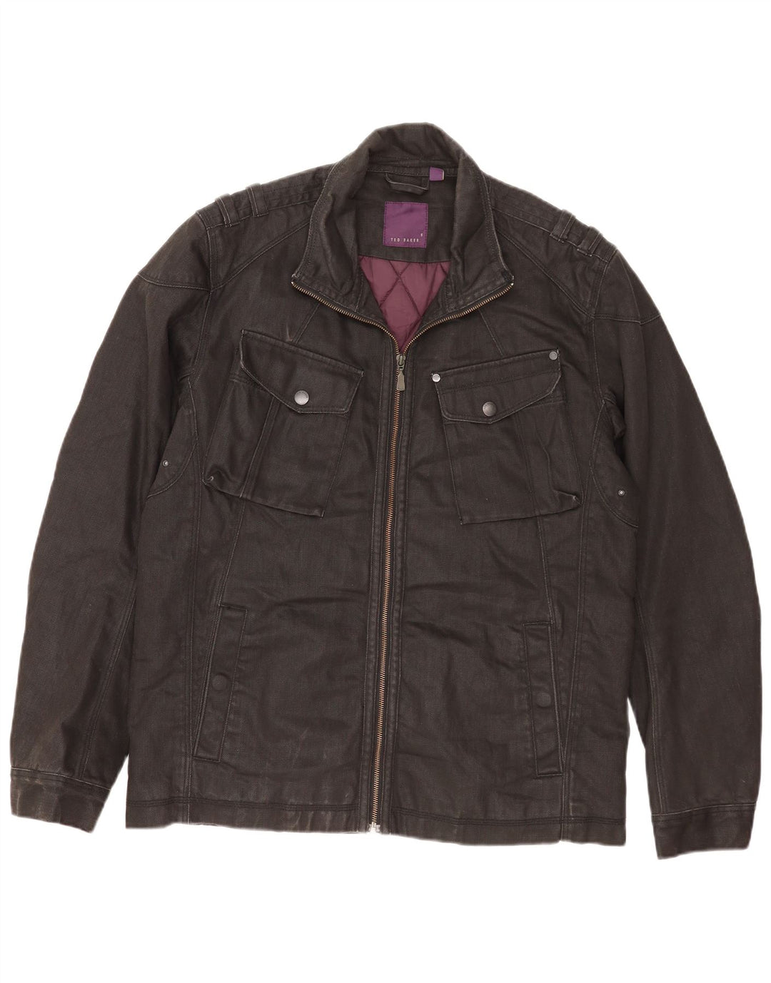 Jaqueta utilitária masculina Ted Baker tamanho 5 XL algodão preto