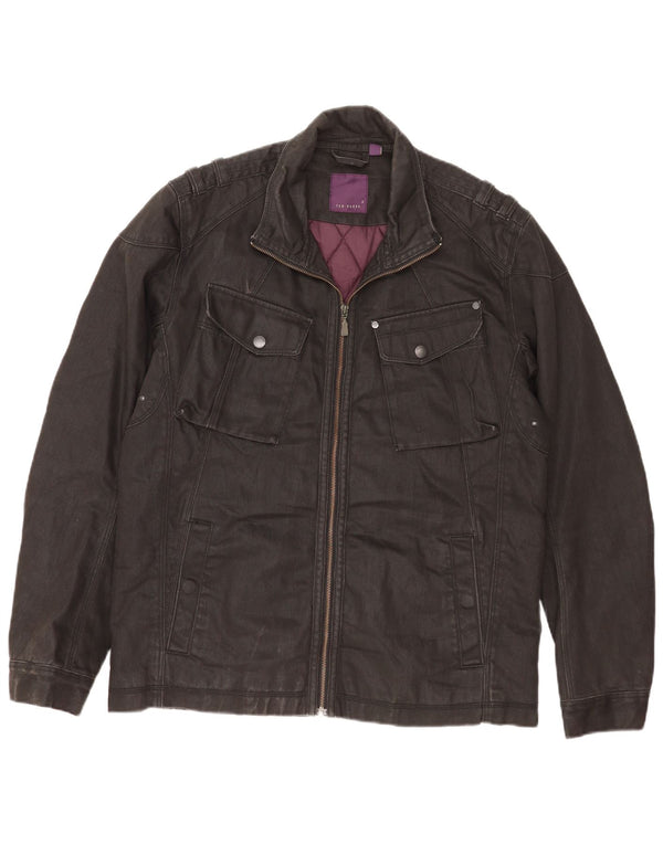 Jaqueta utilitária masculina Ted Baker tamanho 5 XL algodão preto