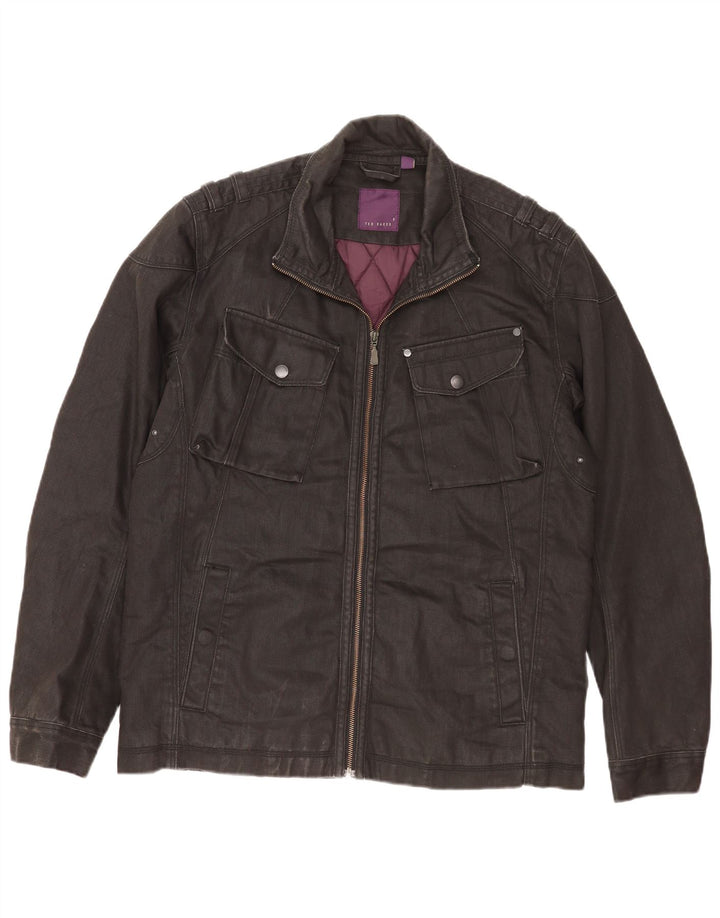 Jaqueta utilitária masculina Ted Baker tamanho 5 XL algodão preto
