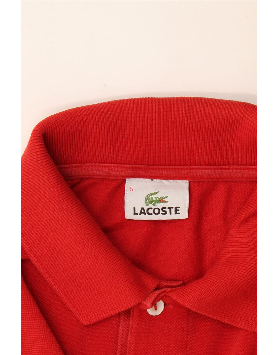 Camisa polo masculina LACOSTE tamanho 5 grande algodão vermelho