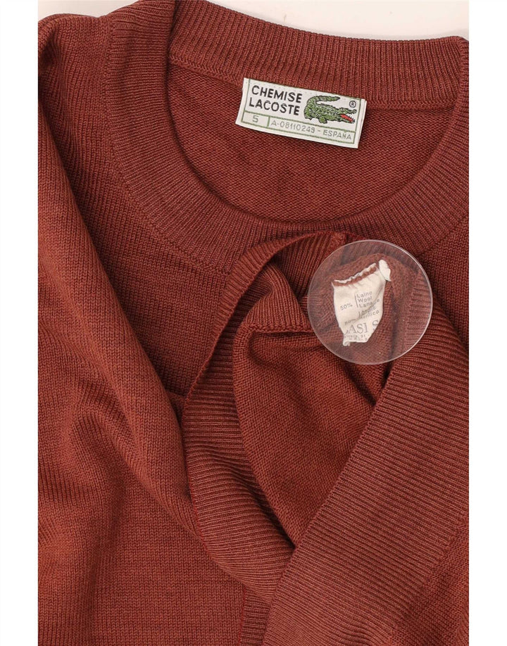 Lacoste Suéter masculino com gola redonda tamanho 5 grande lã marrom