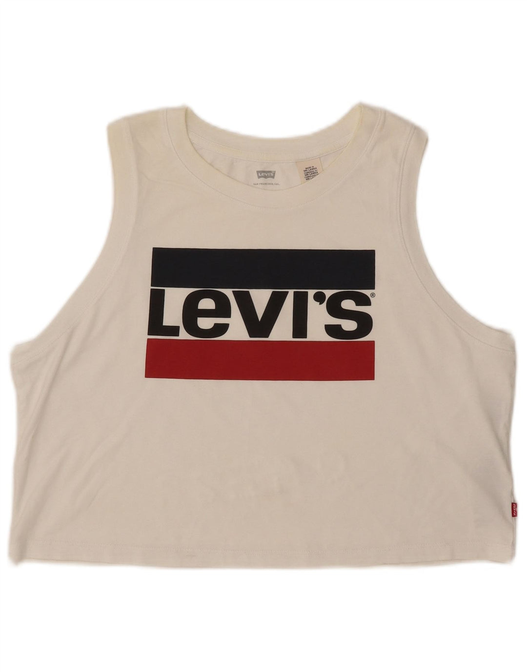 Colete feminino LEVI'S Crop Graphic Vest UK 16 grande algodão branco