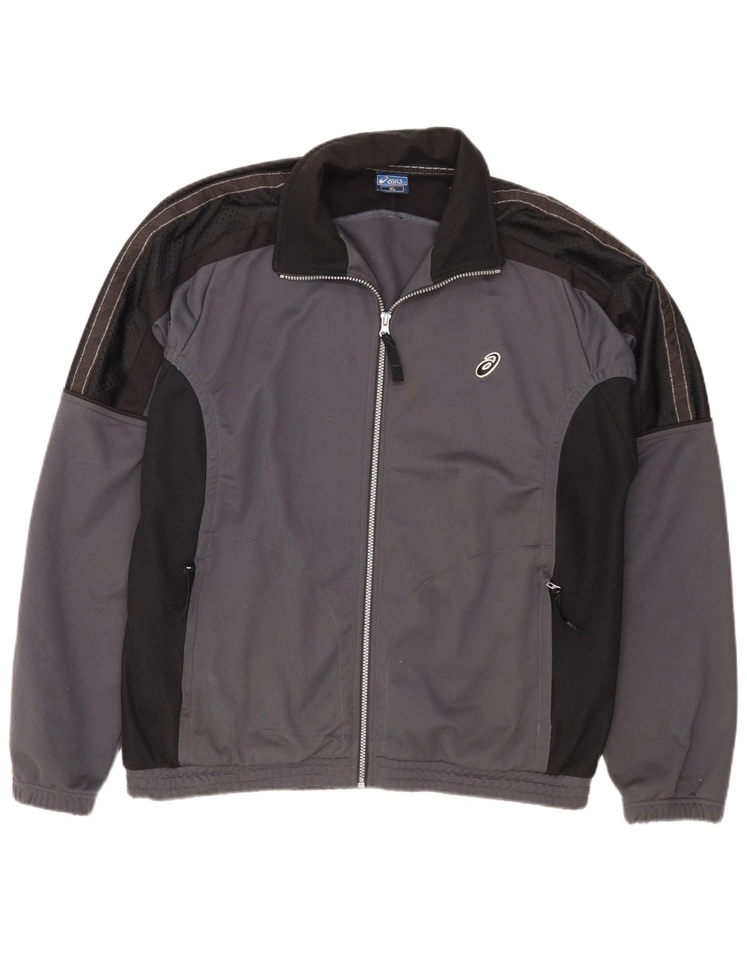 Asics Mens Tracksuit Top Jacket XL Cinza Colourblock Poliéster Esportes