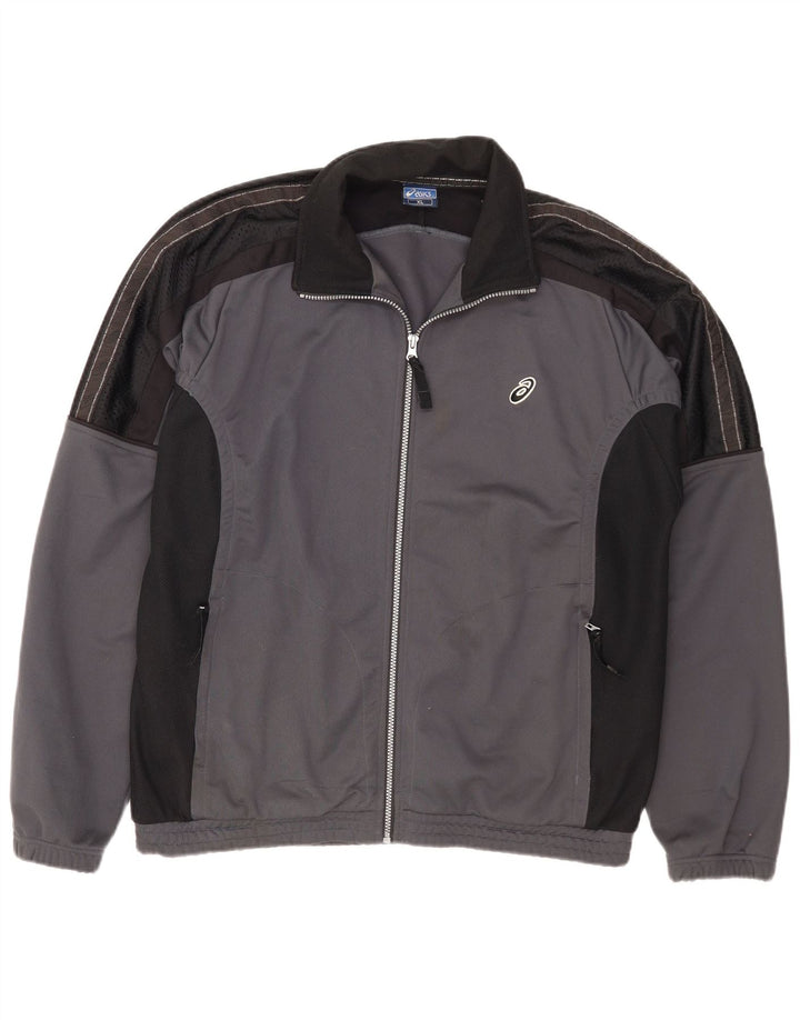 Asics Mens Tracksuit Top Jacket XL Cinza Colourblock Poliéster Esportes