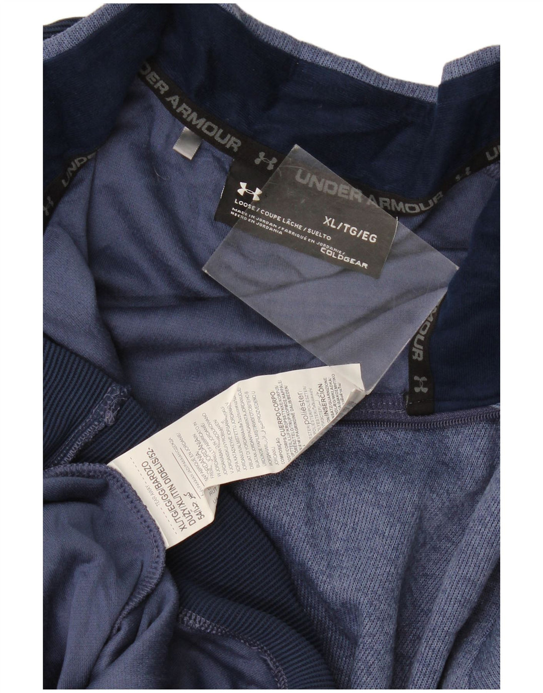 Under Armour Mens Cold Gear Pulôver Treino Top XL Azul Marinho Colourblock