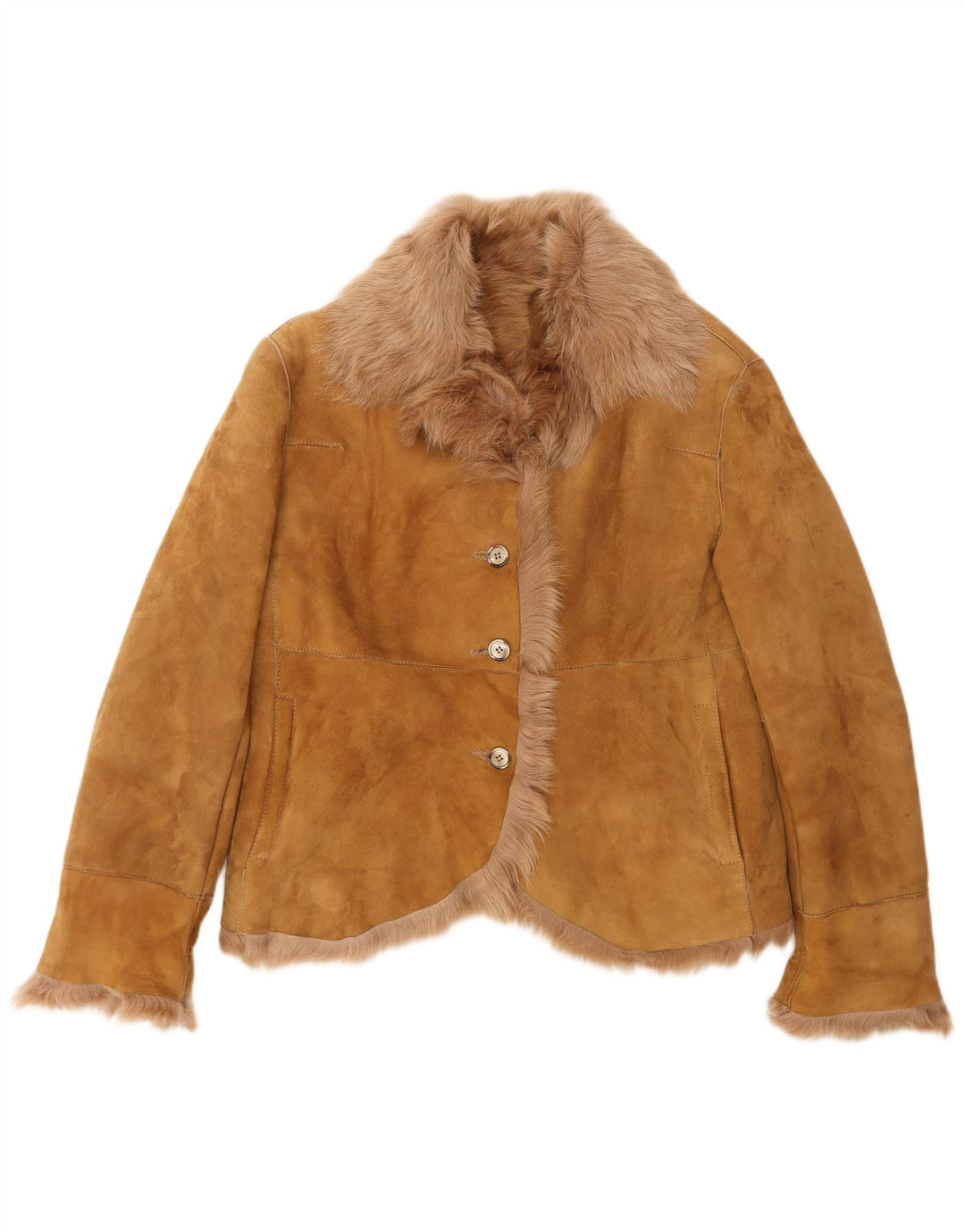 Jaqueta feminina de camurça PAUL & SHARK Reino Unido 18 XL couro bege