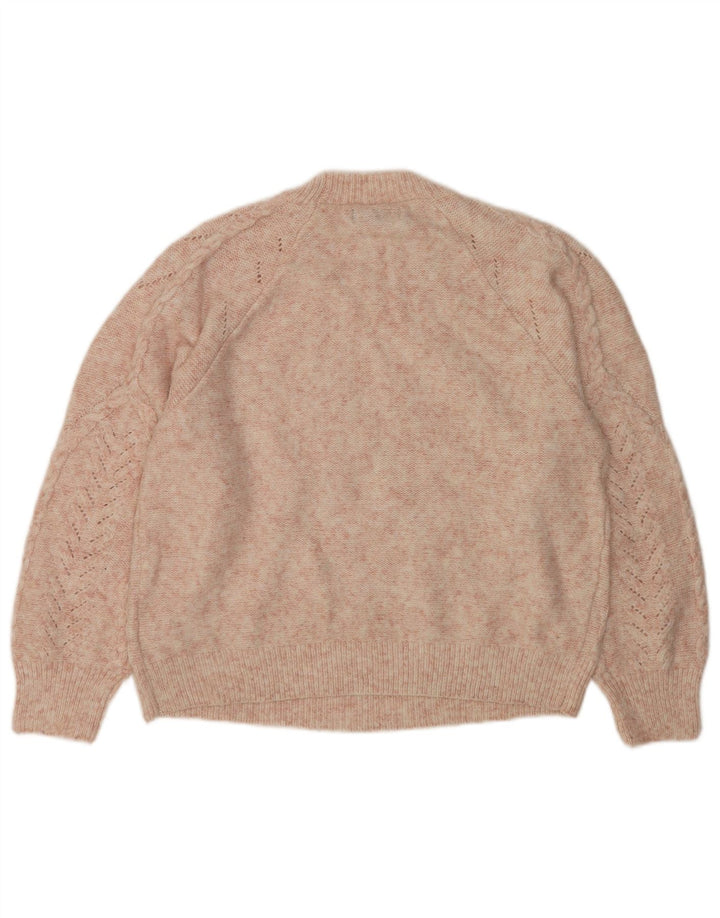 Suéter feminino Marks & Spencer com gola redonda Reino Unido 14 poliéster rosa médio