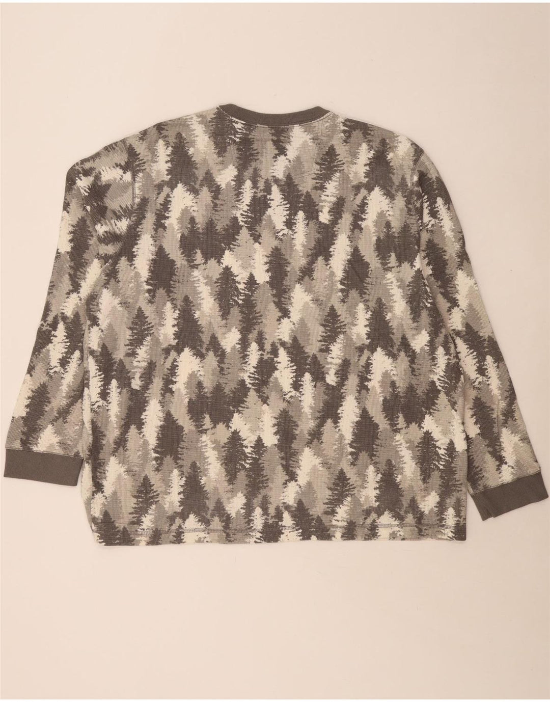 EDDIE BAUER Masculino Abstrato Padrão Top Manga Longa 2XL Algodão Cinza