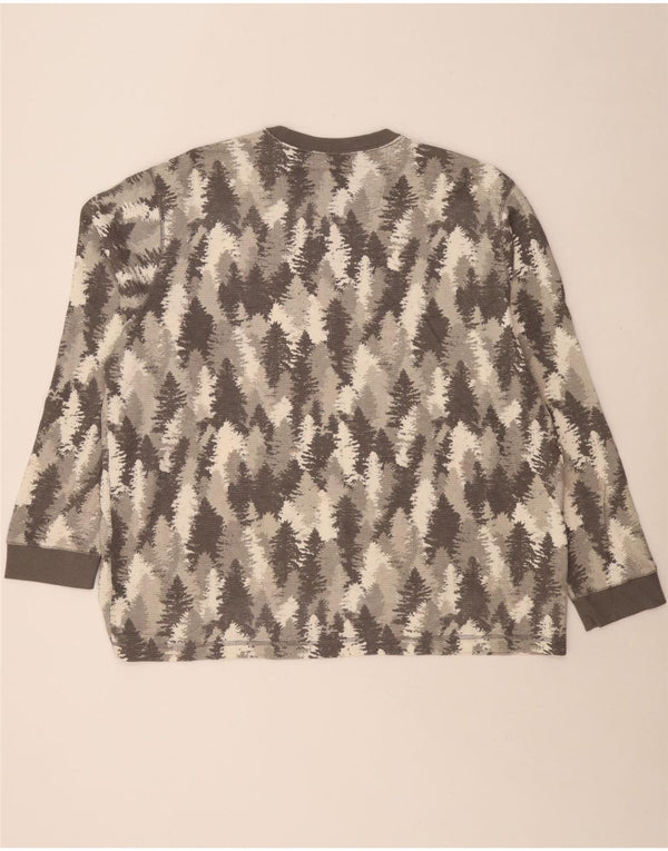 EDDIE BAUER Masculino Abstrato Padrão Top Manga Longa 2XL Algodão Cinza