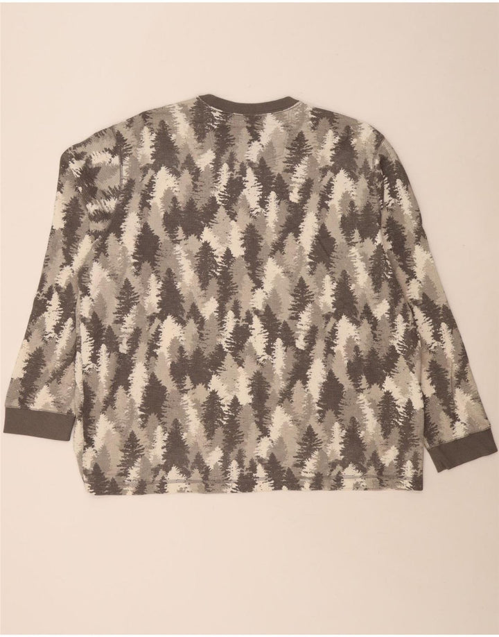 EDDIE BAUER Masculino Abstrato Padrão Top Manga Longa 2XL Algodão Cinza